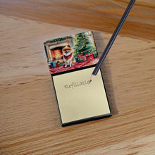 Load image into Gallery viewer, Pomeranian Cozy Christmas Sticky Note Holder- Refiilable Desk Accessory Note Pad