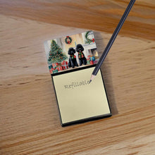 Load image into Gallery viewer, Poodle Cozy Christmas Sticky Note Holder- Refiilable Desk Accessory Note Pad