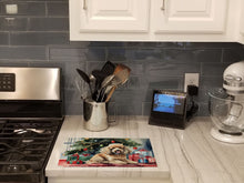 Load image into Gallery viewer, Poodle Cozy Christmas Glass Cutting Boards – Durable, Decorative Kitchen Art Large
