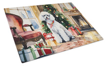 Load image into Gallery viewer, Poodle Cozy Christmas Glass Cutting Boards – Durable, Decorative Kitchen Art Large
