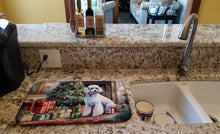 Load image into Gallery viewer, Poodle Cozy Christmas Dish Drying Mat