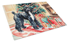 Load image into Gallery viewer, Portuguese Water Dog Cozy Christmas Glass Cutting Boards – Durable, Decorative Kitchen Art Large