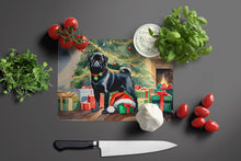 Load image into Gallery viewer, Pug Cozy Christmas Glass Cutting Boards – Durable, Decorative Kitchen Art Large