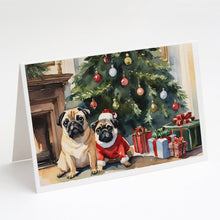 Load image into Gallery viewer, Pug Cozy Christmas Greeting Cards - Blank Note Cards – 8-Pack of Artist-Designed Cards with Envelopes