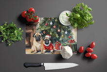 Load image into Gallery viewer, Pug Cozy Christmas Glass Cutting Boards – Durable, Decorative Kitchen Art Large