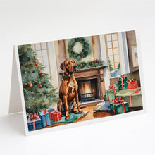 Load image into Gallery viewer, Rhodesian Ridgeback Cozy Christmas Greeting Cards - Blank Note Cards – 8-Pack of Artist-Designed Cards with Envelopes
