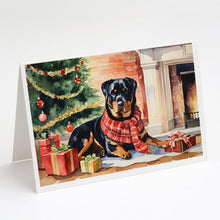Load image into Gallery viewer, Rottweiler Cozy Christmas Greeting Cards - Blank Note Cards – 8-Pack of Artist-Designed Cards with Envelopes