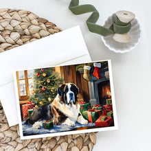 Load image into Gallery viewer, Saint Bernard Cozy Christmas Greeting Cards - Blank Note Cards – 8-Pack of Artist-Designed Cards with Envelopes