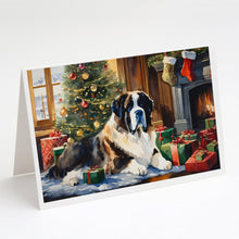 Load image into Gallery viewer, Saint Bernard Cozy Christmas Greeting Cards - Blank Note Cards – 8-Pack of Artist-Designed Cards with Envelopes