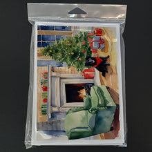 Load image into Gallery viewer, Schipperke Cozy Christmas Greeting Cards - Blank Note Cards – 8-Pack of Artist-Designed Cards with Envelopes