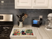 Load image into Gallery viewer, Scottish Terrier Cozy Christmas Glass Cutting Boards – Durable, Decorative Kitchen Art Large