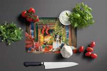 Load image into Gallery viewer, Sheltie Cozy Christmas Glass Cutting Boards – Durable, Decorative Kitchen Art Large