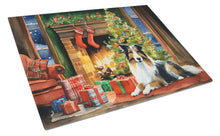 Load image into Gallery viewer, Sheltie Cozy Christmas Glass Cutting Boards – Durable, Decorative Kitchen Art Large