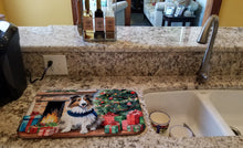 Load image into Gallery viewer, Sheltie Cozy Christmas Dish Drying Mat