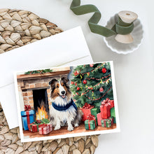 Load image into Gallery viewer, Sheltie Cozy Christmas Greeting Cards - Blank Note Cards – 8-Pack of Artist-Designed Cards with Envelopes