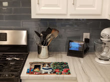 Load image into Gallery viewer, Sheltie Cozy Christmas Glass Cutting Boards – Durable, Decorative Kitchen Art Large