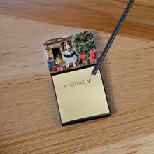 Load image into Gallery viewer, Sheltie Cozy Christmas Sticky Note Holder- Refiilable Desk Accessory Note Pad