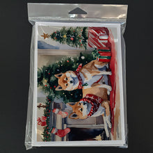 Load image into Gallery viewer, Shiba Inu Cozy Christmas Greeting Cards - Blank Note Cards – 8-Pack of Artist-Designed Cards with Envelopes
