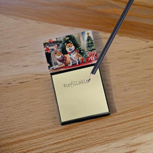 Load image into Gallery viewer, Shiba Inu Cozy Christmas Sticky Note Holder- Refiilable Desk Accessory Note Pad