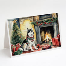 Load image into Gallery viewer, Siberian Husky Cozy Christmas Greeting Cards - Blank Note Cards – 8-Pack of Artist-Designed Cards with Envelopes