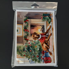 Load image into Gallery viewer, Vizsla Cozy Christmas Greeting Cards - Blank Note Cards – 8-Pack of Artist-Designed Cards with Envelopes