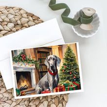 Load image into Gallery viewer, Weimaraner Cozy Christmas Greeting Cards - Blank Note Cards – 8-Pack of Artist-Designed Cards with Envelopes