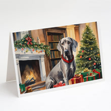 Load image into Gallery viewer, Weimaraner Cozy Christmas Greeting Cards - Blank Note Cards – 8-Pack of Artist-Designed Cards with Envelopes