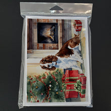 Load image into Gallery viewer, Welsh Springer Spaniel Cozy Christmas Greeting Cards - Blank Note Cards – 8-Pack of Artist-Designed Cards with Envelopes