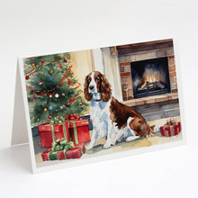 Load image into Gallery viewer, Welsh Springer Spaniel Cozy Christmas Greeting Cards - Blank Note Cards – 8-Pack of Artist-Designed Cards with Envelopes
