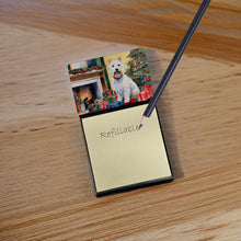 Load image into Gallery viewer, Westie Cozy Christmas Sticky Note Holder- Refiilable Desk Accessory Note Pad