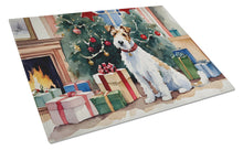 Load image into Gallery viewer, Fox Terrier Cozy Christmas Glass Cutting Boards – Durable, Decorative Kitchen Art Large