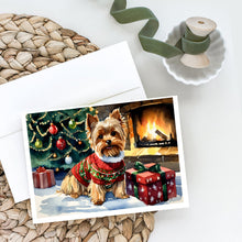Load image into Gallery viewer, Yorkshire Terrier Cozy Christmas Greeting Cards - Blank Note Cards – 8-Pack of Artist-Designed Cards with Envelopes