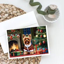 Load image into Gallery viewer, Yorkshire Terrier Cozy Christmas Greeting Cards - Blank Note Cards – 8-Pack of Artist-Designed Cards with Envelopes