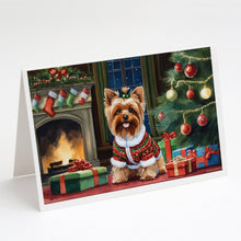 Load image into Gallery viewer, Yorkshire Terrier Cozy Christmas Greeting Cards - Blank Note Cards – 8-Pack of Artist-Designed Cards with Envelopes