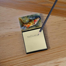 Load image into Gallery viewer, Brook Trout Sticky Note Holder- Refiilable Desk Accessory Note Pad