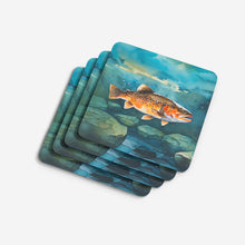 Load image into Gallery viewer, Brown Trout Coasters - Set of 4 Lightweight Foam, Absorbent Drink Coasters