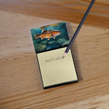 Load image into Gallery viewer, Brown Trout Sticky Note Holder- Refiilable Desk Accessory Note Pad