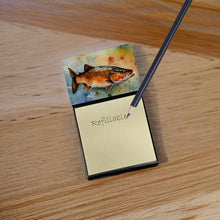 Load image into Gallery viewer, Brown Trout Sticky Note Holder- Refiilable Desk Accessory Note Pad