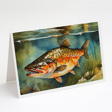 Load image into Gallery viewer, Brown Trout Greeting Cards - Blank Note Cards – 8-Pack of Artist-Designed Cards with Envelopes