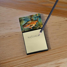 Load image into Gallery viewer, Brown Trout Sticky Note Holder- Refiilable Desk Accessory Note Pad