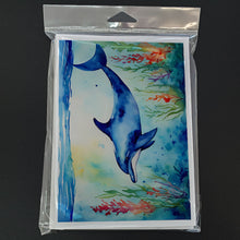 Load image into Gallery viewer, Dolphin Greeting Cards - Blank Note Cards – 8-Pack of Artist-Designed Cards with Envelopes
