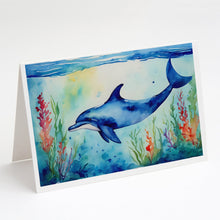 Load image into Gallery viewer, Dolphin Greeting Cards - Blank Note Cards – 8-Pack of Artist-Designed Cards with Envelopes
