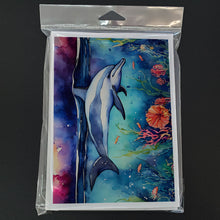 Load image into Gallery viewer, Dolphin Greeting Cards - Blank Note Cards – 8-Pack of Artist-Designed Cards with Envelopes