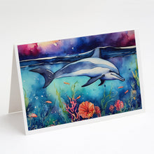 Load image into Gallery viewer, Dolphin Greeting Cards - Blank Note Cards – 8-Pack of Artist-Designed Cards with Envelopes