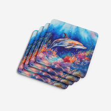 Load image into Gallery viewer, Dolphin Coasters - Set of 4 Lightweight Foam, Absorbent Drink Coasters
