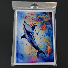 Load image into Gallery viewer, Dolphin Greeting Cards - Blank Note Cards – 8-Pack of Artist-Designed Cards with Envelopes