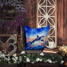 Load image into Gallery viewer, Dolphin Throw Pillow - 14x14 Decorative Pillow – Art for Your Home &amp; Patio