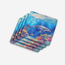Load image into Gallery viewer, Dolphin Coasters - Set of 4 Lightweight Foam, Absorbent Drink Coasters