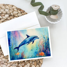 Load image into Gallery viewer, Dolphin Greeting Cards - Blank Note Cards – 8-Pack of Artist-Designed Cards with Envelopes