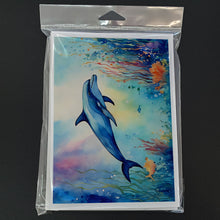 Load image into Gallery viewer, Dolphin Greeting Cards - Blank Note Cards – 8-Pack of Artist-Designed Cards with Envelopes
